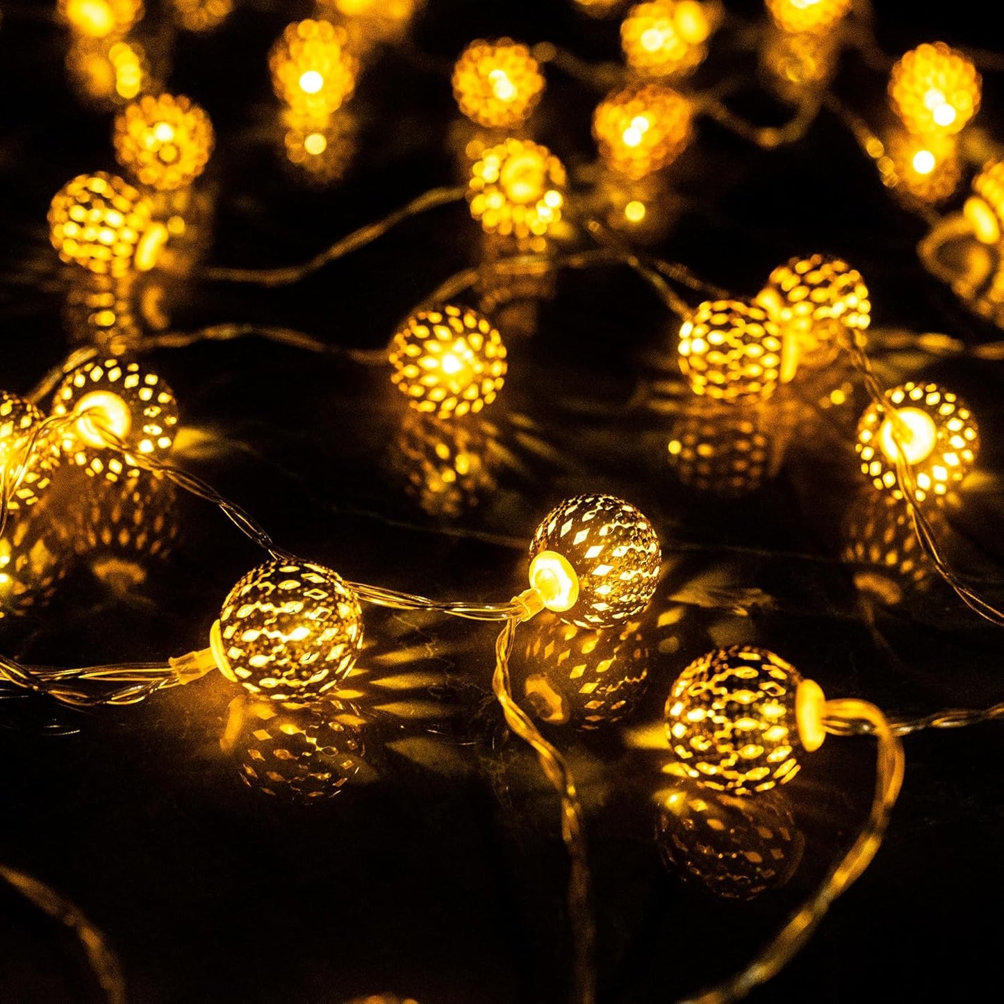 UK-1010 Diwali String Lights, 1 2LED Moroccan Golden Globe Christmas Lights Decorations for Indoor Outdoor Home Xmas Tree