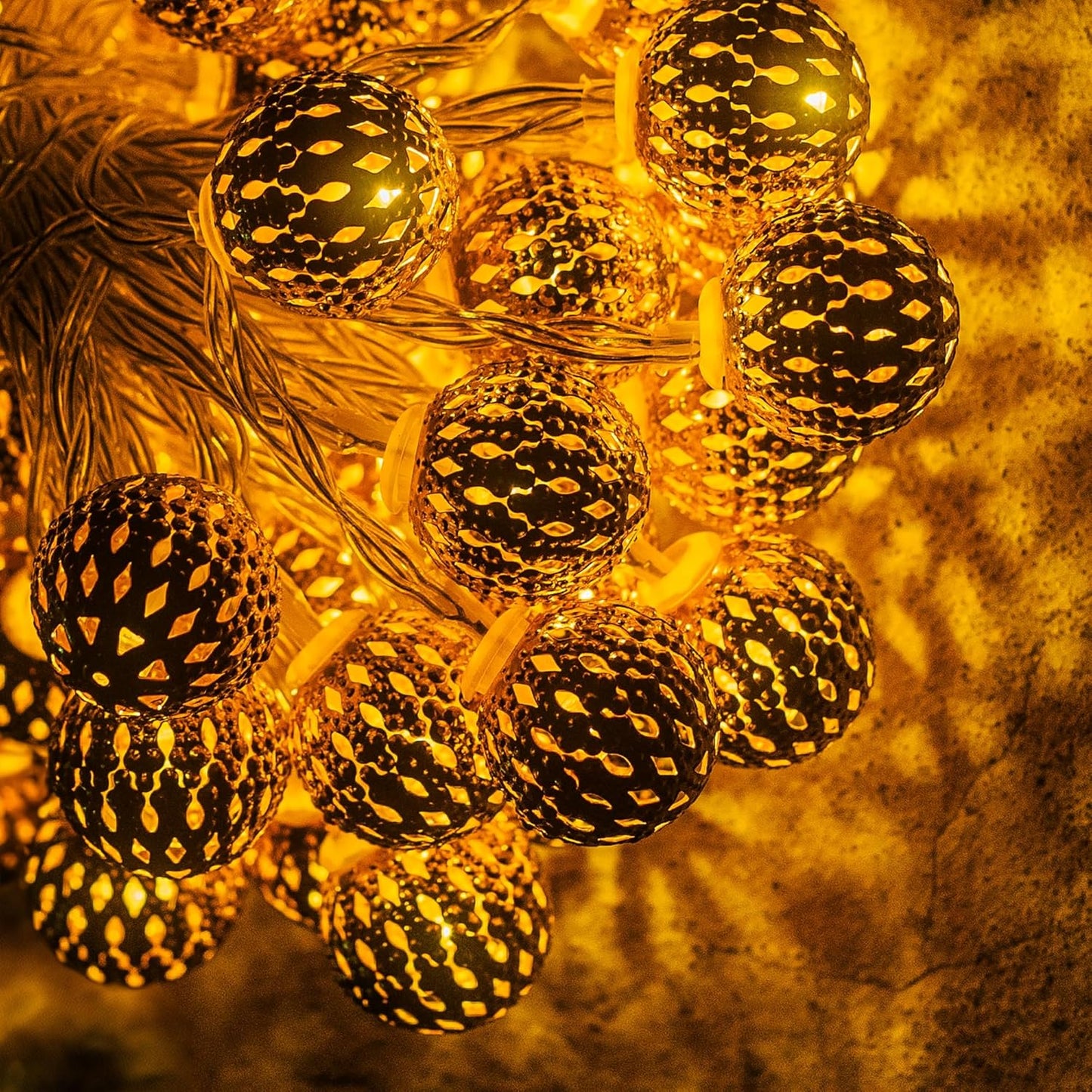 UK-1010 Diwali String Lights, 1 2LED Moroccan Golden Globe Christmas Lights Decorations for Indoor Outdoor Home Xmas Tree