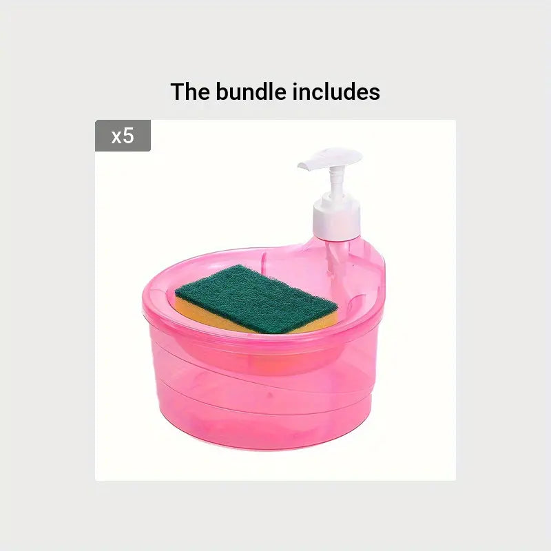 UK-0093 Soap Dispenser and Scrubber Holder Practical Kitchen Automatic Detergent Dispenser with Sponge 2 in 1 Dishwasher Pump Dispenser Press for Home(Big Size)