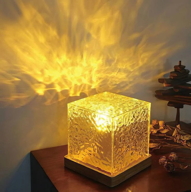 UK-0614 Water Ripple Lamp, Northern Lights Ocean Wave Projector Light, Sunset Lamp Projection Led Lights, Gradual Rotating Flame Water Lamp