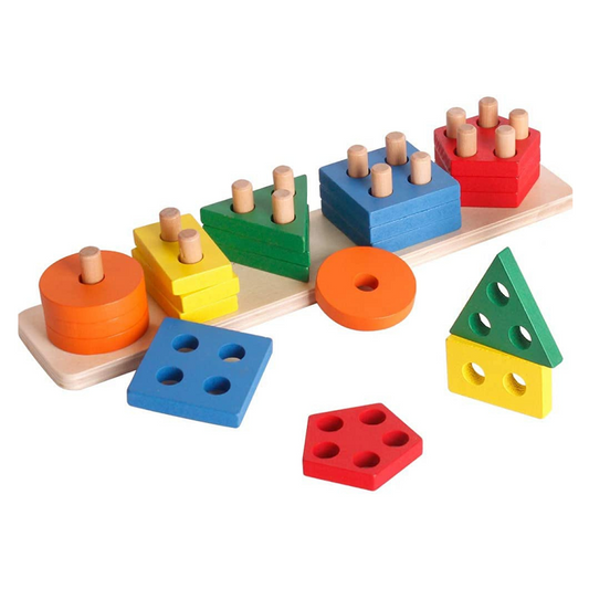 UK-0756  Geometric Brick - 5 Angle Matching Column Blocks for Kids - Preschool Educational Learning Toys