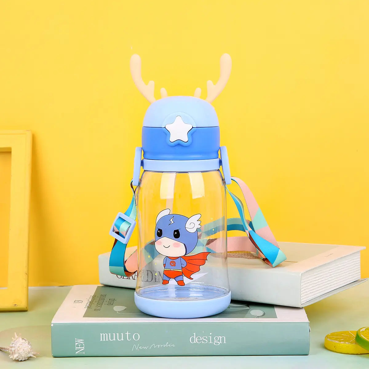 UK-0603 Cute cartoon children antlers kawaii kids water bottle school large capacity girls/boys portable water bottles child