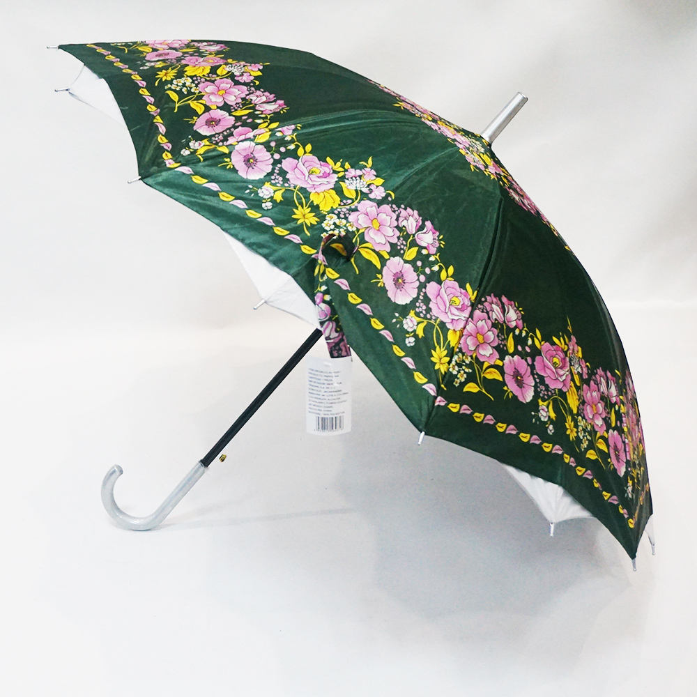 UK-0908 Colorful Flower Pattern Canopy Cross Straight Umbrella