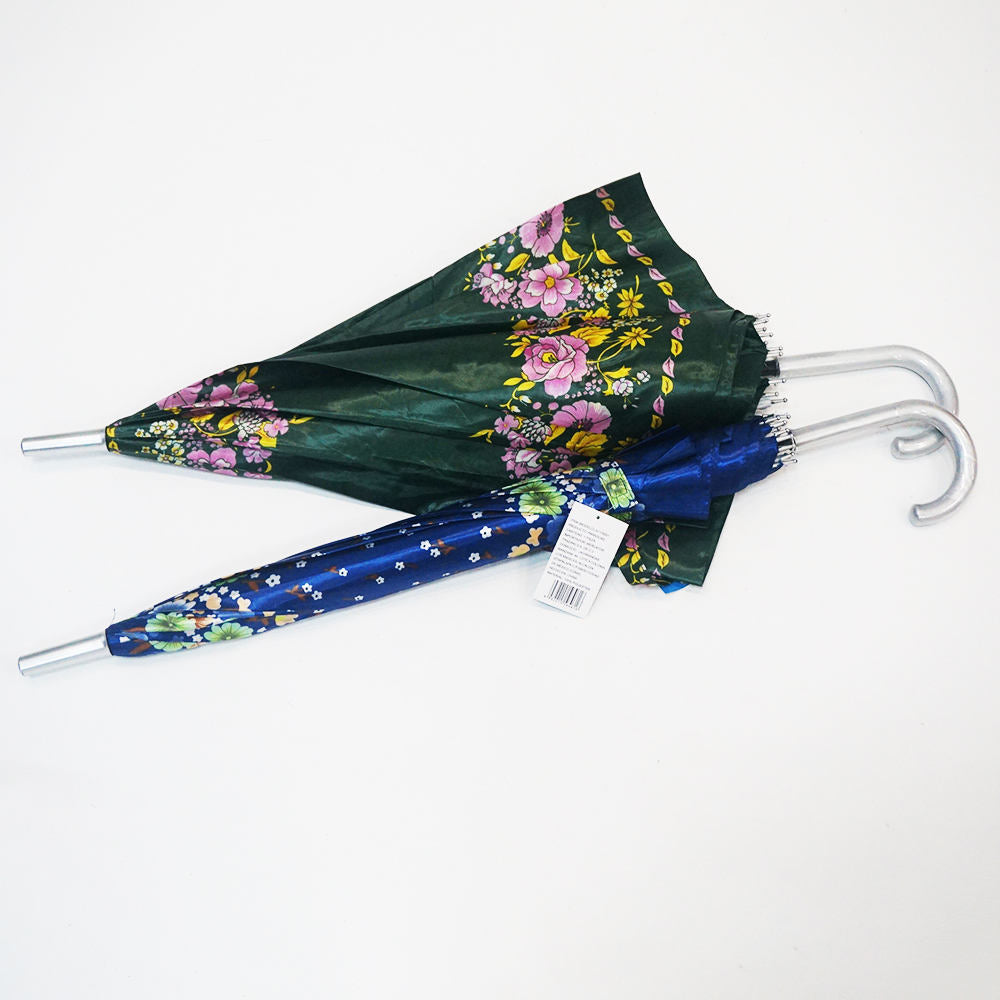 UK-0908 Colorful Flower Pattern Canopy Cross Straight Umbrella