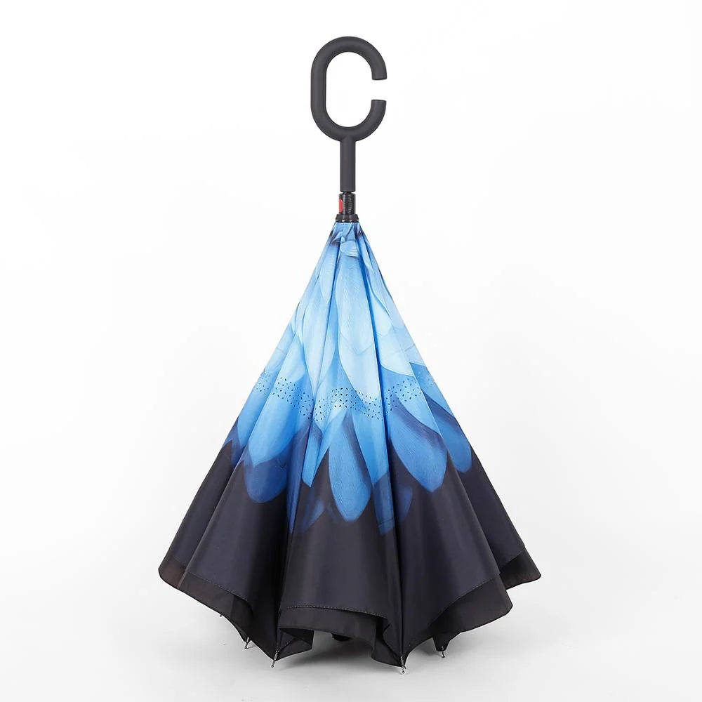 UK-0382 Windproof Reverse Umbrella Foldable Umbrella For Travel Umbrella For Men And Women(PRINTED-Multicolor)