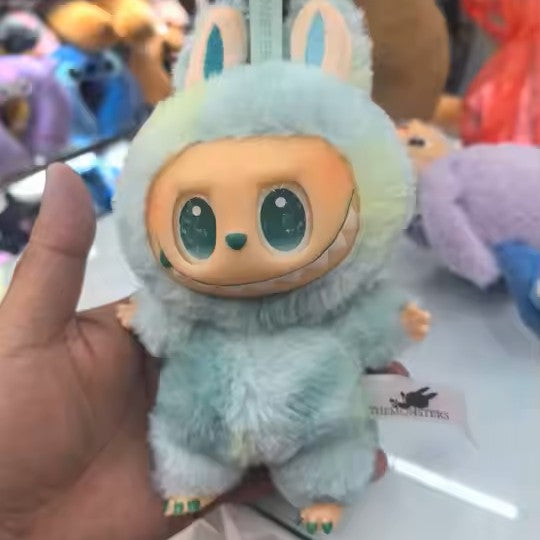 UK-0906 Labubu Cartoon Kawaii Standing Mini Flocked Labubu Figure Doll Figurine Mystery Surprise Blind Bag Children Toy Gift