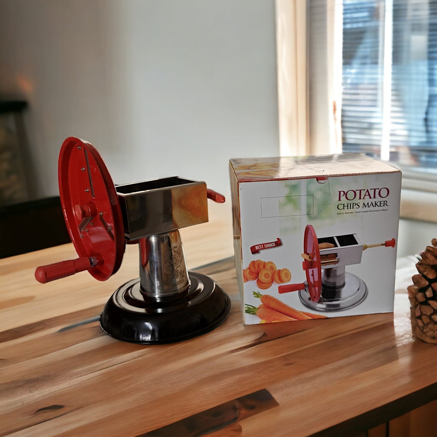 uk-0352 Potato Wafer/Chips Maker ll Potato Chips & Onion, Veggie or Fruit Manual Slicer with Finger Vegetable Peeler