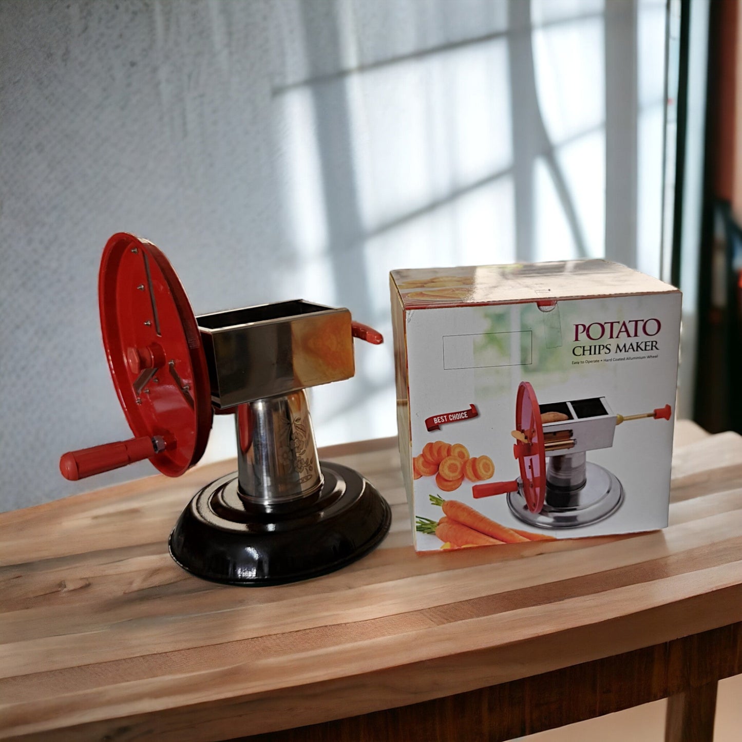 uk-0352 Potato Wafer/Chips Maker ll Potato Chips & Onion, Veggie or Fruit Manual Slicer with Finger Vegetable Peeler