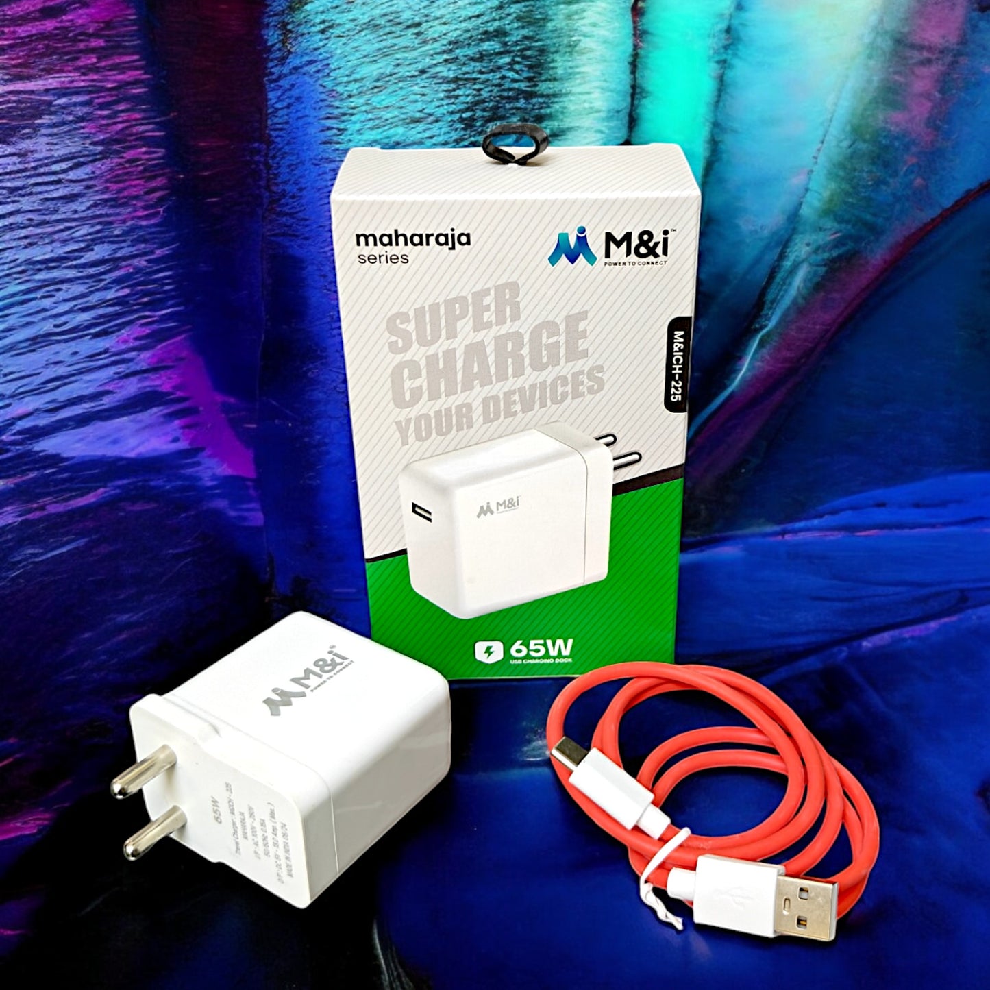 UK-0670 M&i 65W Fast Charing Adaptor & Cable Combo Compatible with OnePlus, Samsung, Realme, Xiaomi, Oppo, Vivo & Other Smartphones, Type C Charger