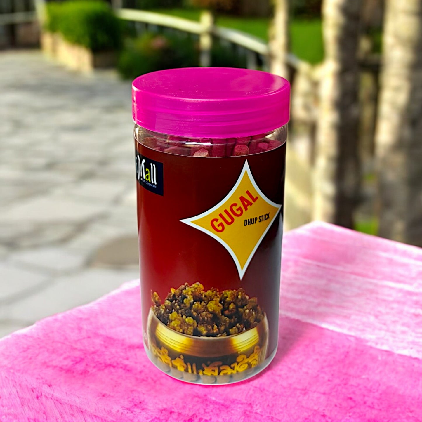 UK-0745 GUGAL Dhoop Batti Sticks with dhoop Stand Holder in Box , Dhoop for Pooja, 1 Jar X 100g (buy 1 get 1 free)