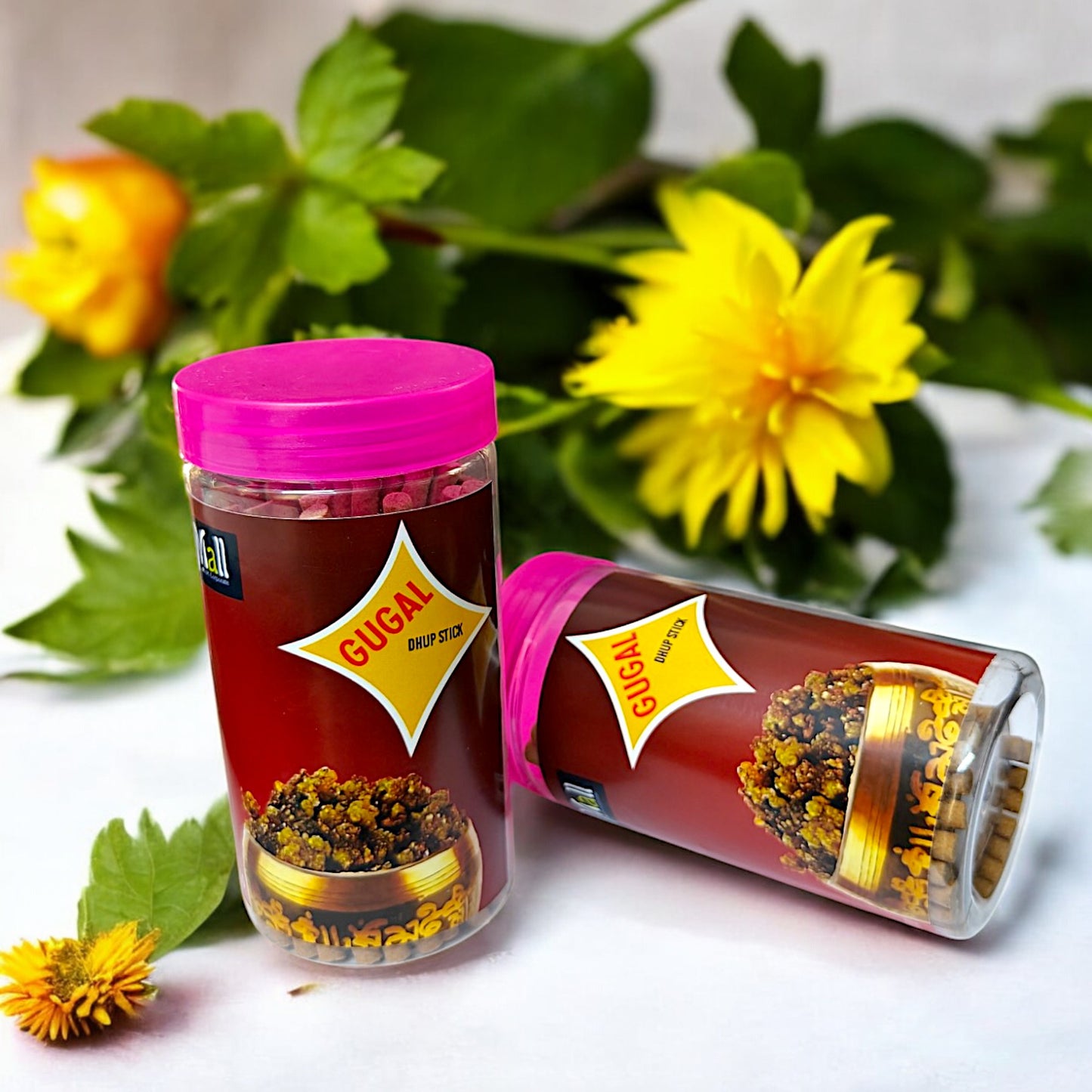 UK-0745 GUGAL Dhoop Batti Sticks with dhoop Stand Holder in Box , Dhoop for Pooja, 1 Jar X 100g (buy 1 get 1 free)