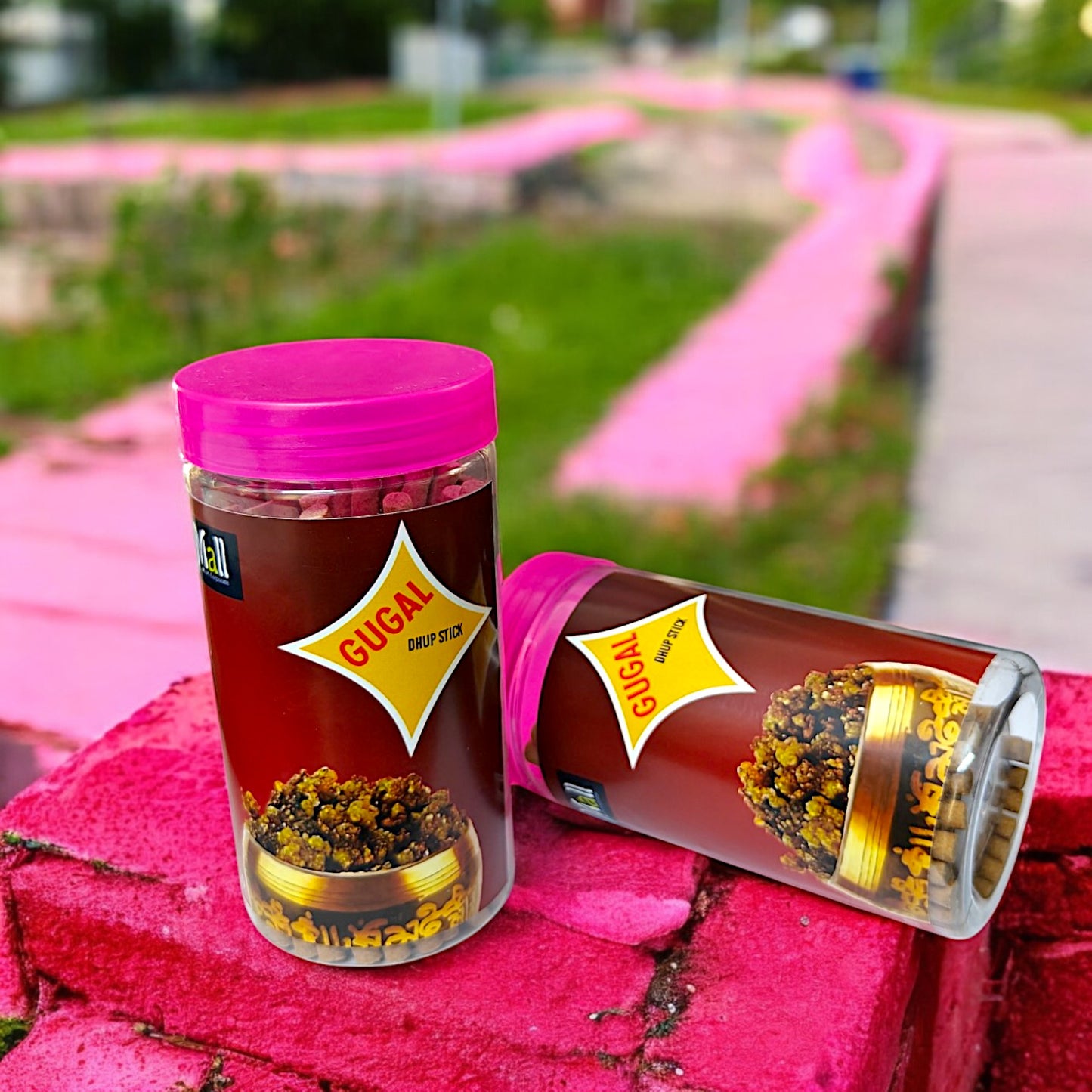 UK-0745 GUGAL Dhoop Batti Sticks with dhoop Stand Holder in Box , Dhoop for Pooja, 1 Jar X 100g (buy 1 get 1 free)