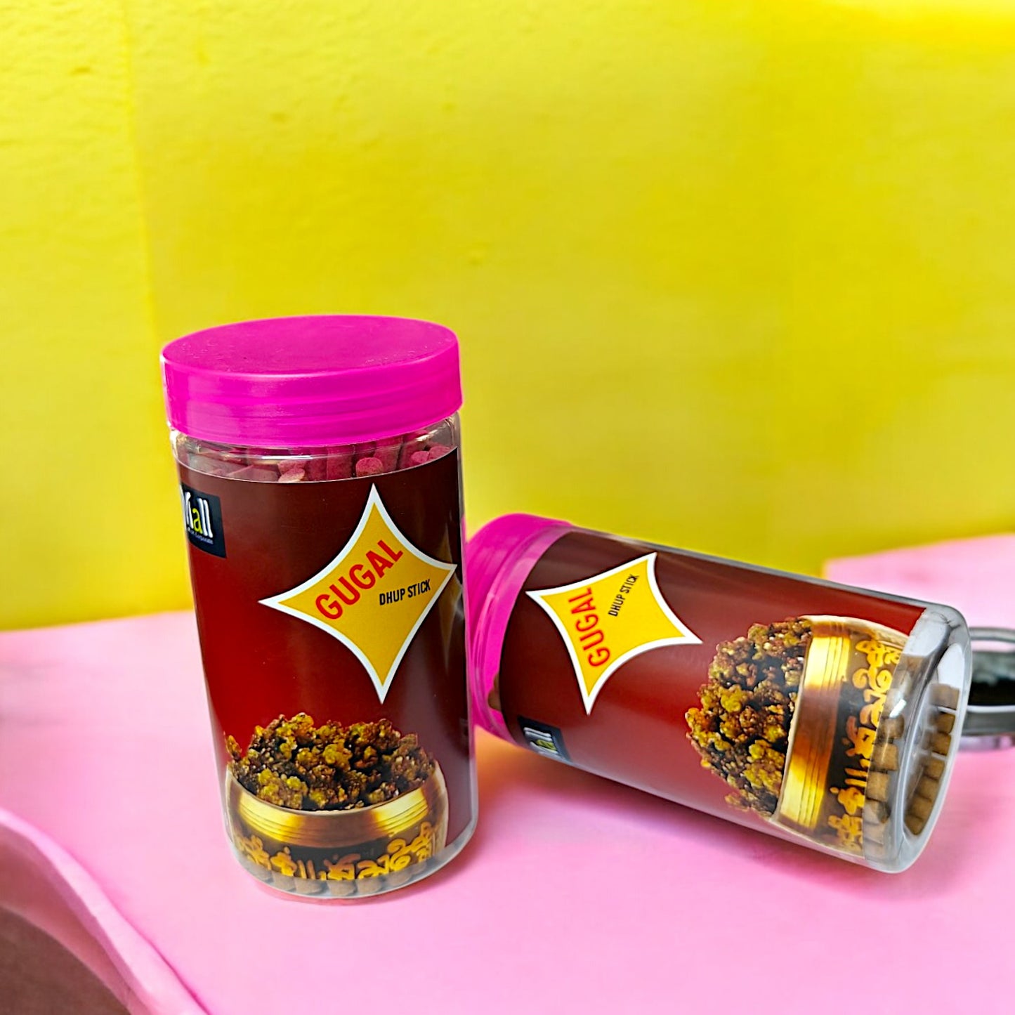 UK-0745 GUGAL Dhoop Batti Sticks with dhoop Stand Holder in Box , Dhoop for Pooja, 1 Jar X 100g (buy 1 get 1 free)