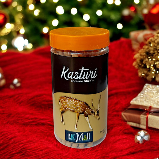 UK-0751 KASTURI Dhoop Batti Sticks with dhoop Stand Holder in Box , Dhoop for Pooja, 1 Jar X 100g (buy 1 get 1 free)
