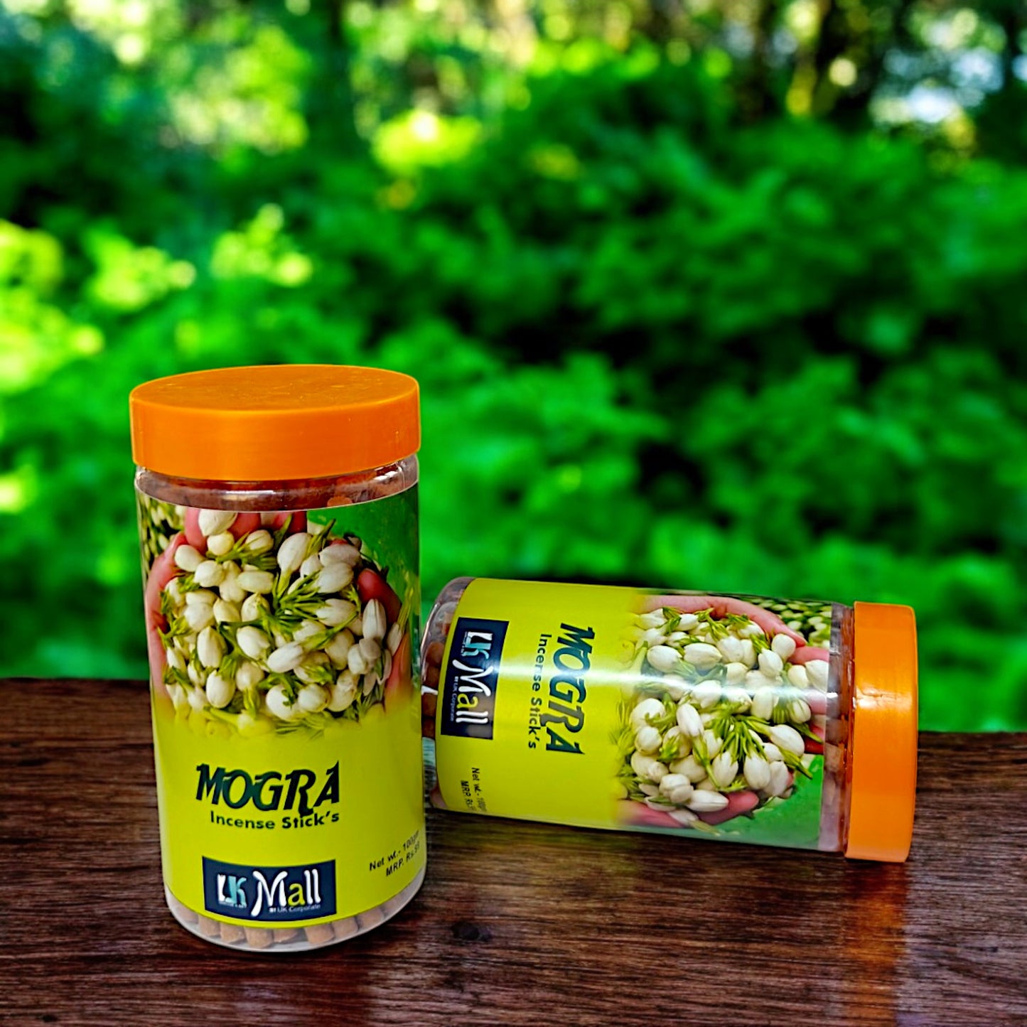 UK-0753 MOGRA Dhoop Batti Sticks with dhoop Stand Holder in Box , Dhoop for Pooja, 1 Jar X 100g (buy 1 get 1 free)