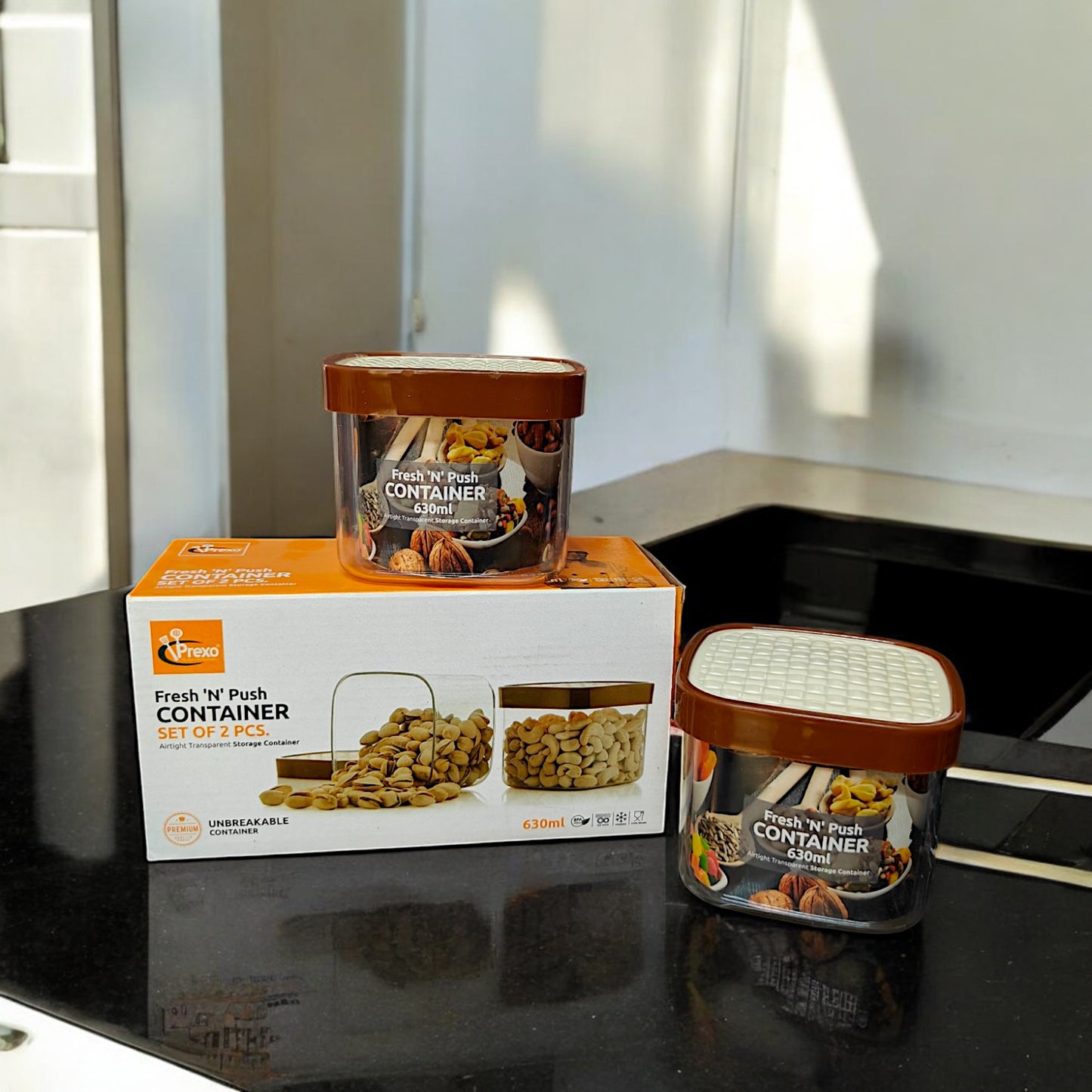 UK-0763 Plastic Fusion Containers | air Tight Food Storage containers 630ML (2PCS)