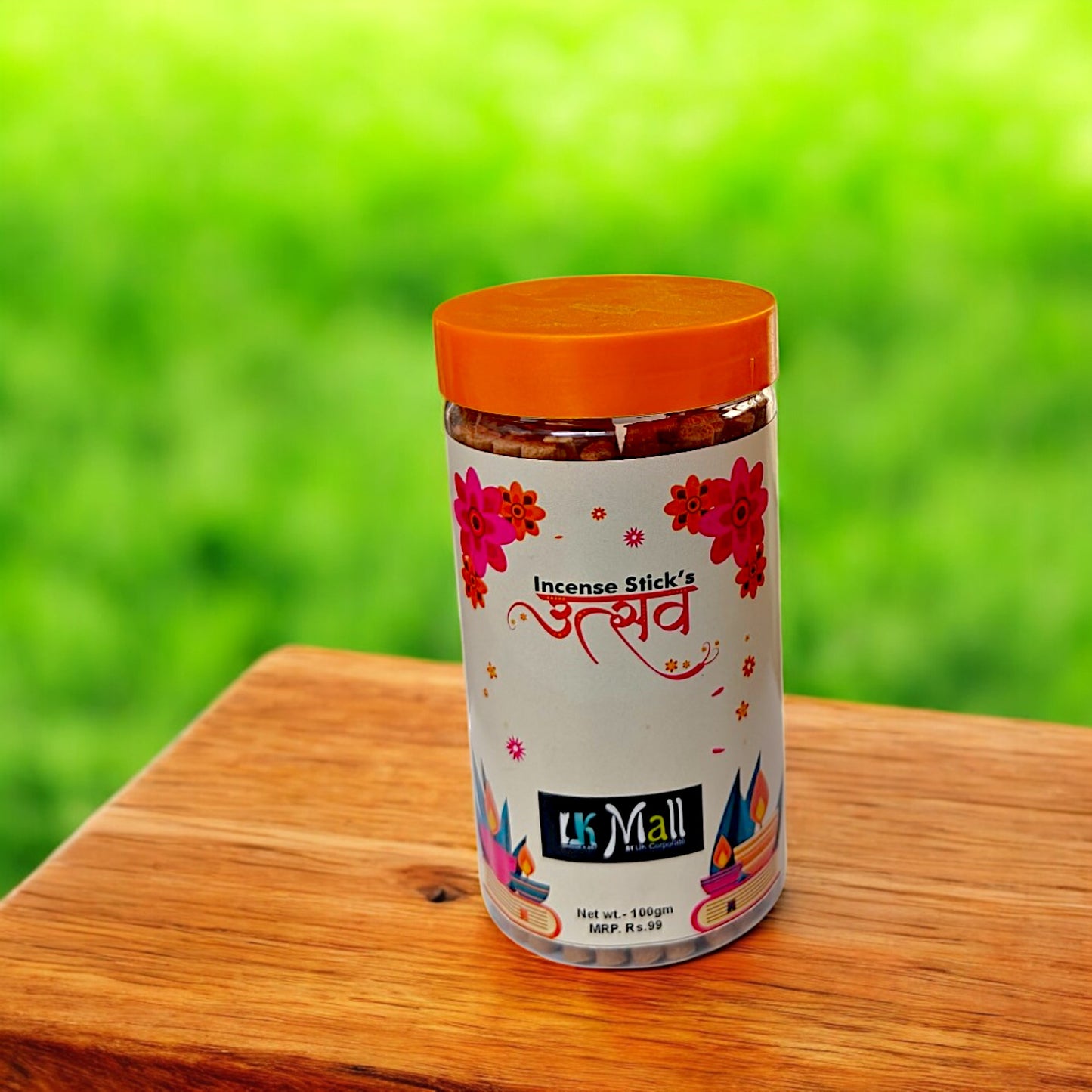 UK-0770 UTSAV Dhoop Batti Sticks with dhoop Stand Holder in Box , Dhoop for Pooja, 1 Jar X 100g (buy 1 get 1 free)