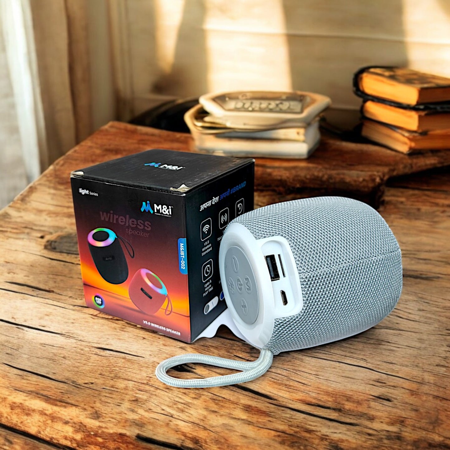 UK-0796 M&I-002 Bluetooth Speakers,Portable Wireless Speaker with 5W Stereo Sound, IPX6 Waterproof Speaker with LED Light