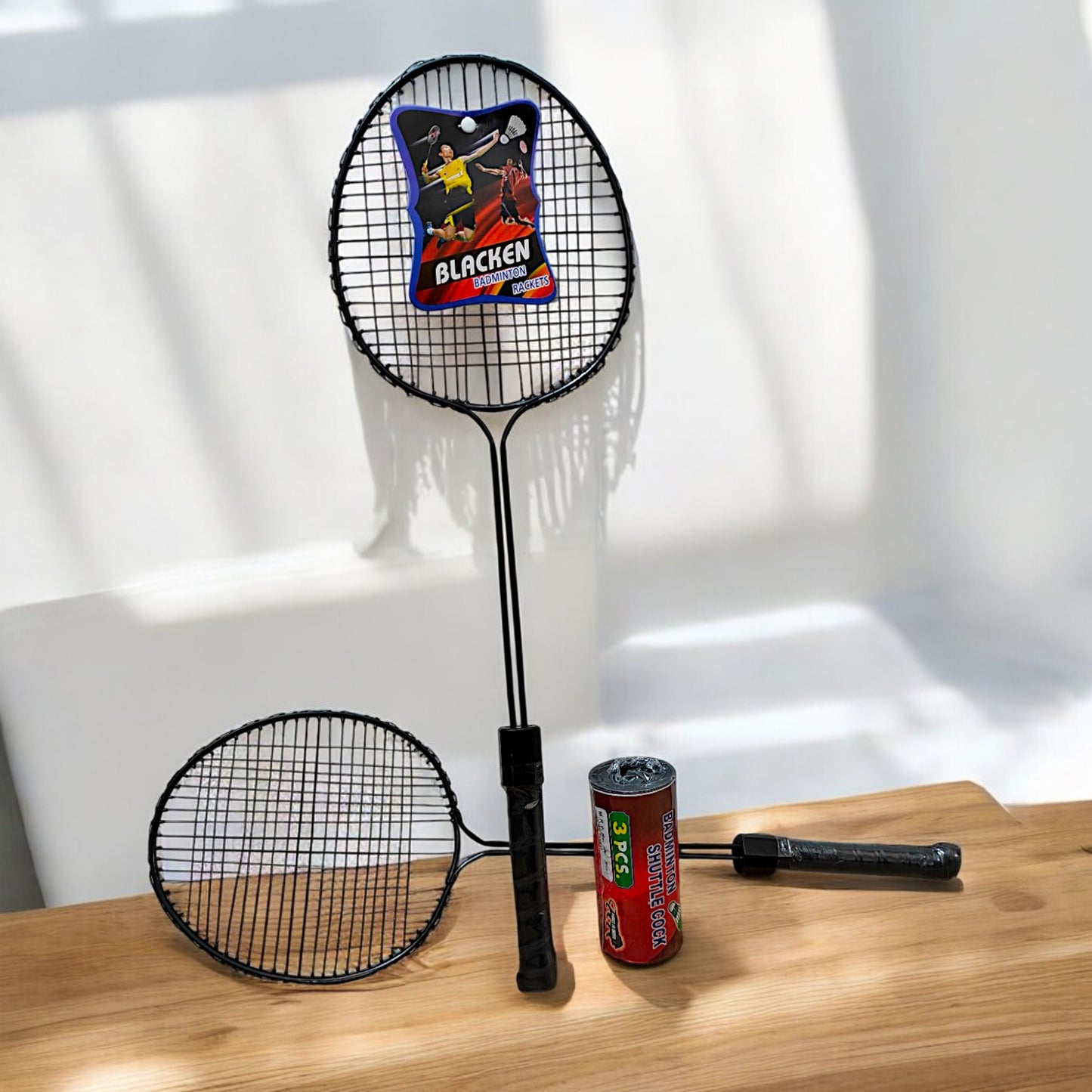 UK-0827 Badminton Racket Set Oval Aluminum Head Shape, high Tempered Steel Shape with Free Shuttlecocks,with String Tension, Suitable for All Ages Youth and Adults