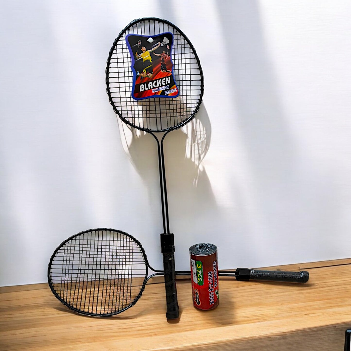 UK-0827 Badminton Racket Set Oval Aluminum Head Shape, high Tempered Steel Shape with Free Shuttlecocks,with String Tension, Suitable for All Ages Youth and Adults