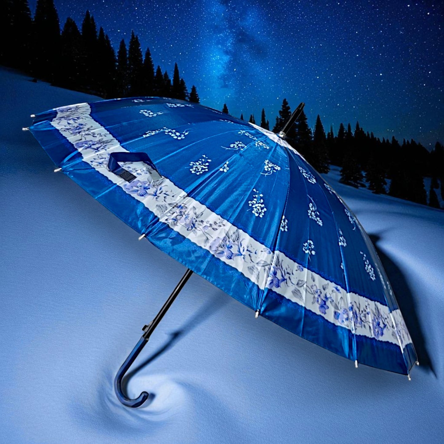 UK-0908 Colorful Flower Pattern Canopy Cross Straight Umbrella