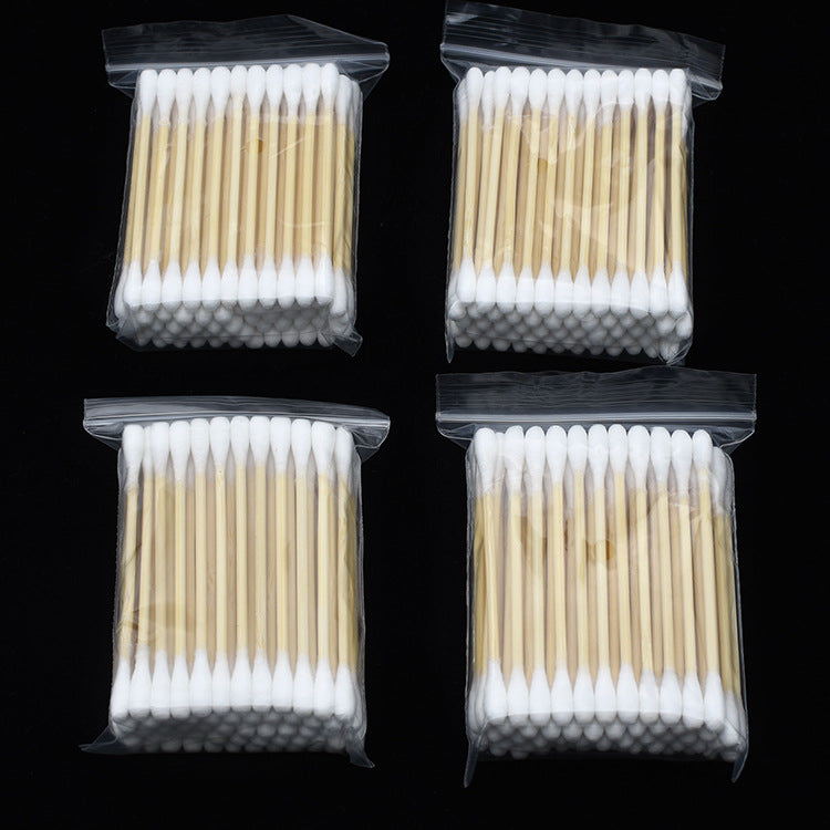 UK-0582 Cotton Swabs Bamboo with Wooden Handles for Makeup Clean Care Ear Cleaning Wound Care Cosmetic Tool Double Head Biodegradable Eco Friendly