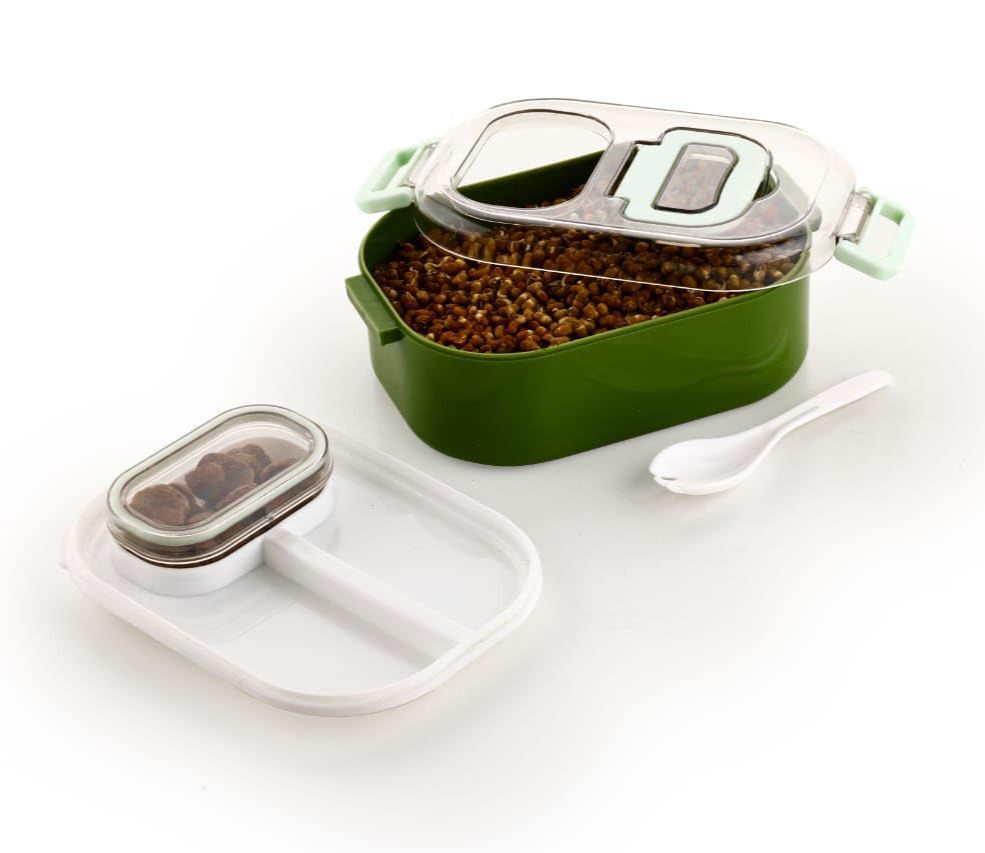UK-0833 Lunch Box Comes with 1 Small Container, Stylish Anti Spill Lid & 1 Baby Spoon BPA Free, Food Grade Perfect for School