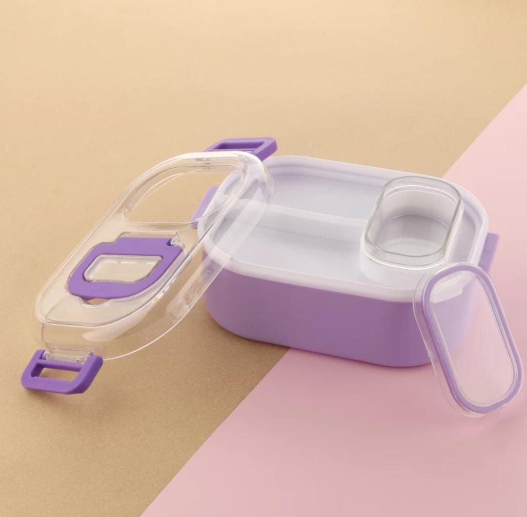UK-0833 Lunch Box Comes with 1 Small Container, Stylish Anti Spill Lid & 1 Baby Spoon BPA Free, Food Grade Perfect for School