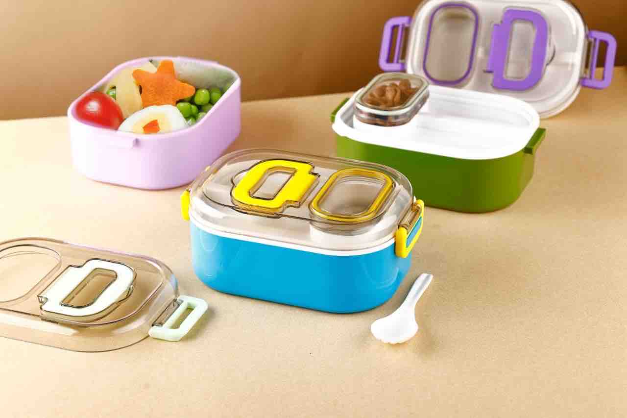 UK-0833 Lunch Box Comes with 1 Small Container, Stylish Anti Spill Lid & 1 Baby Spoon BPA Free, Food Grade Perfect for School