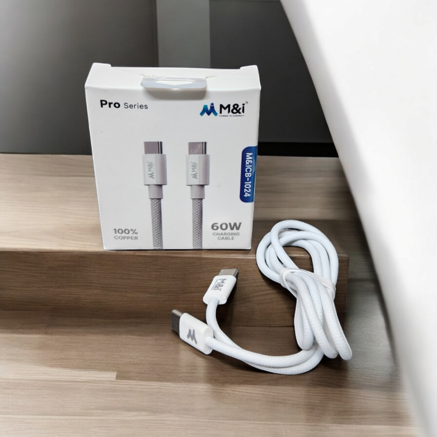 UK-0676 M&i Charging Cable Type-C to Type-C 60W Charging and 480 Mpbs Data Sync Cable
