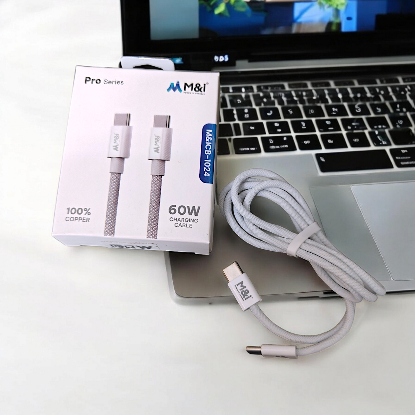 UK-0676 M&i Charging Cable Type-C to Type-C 60W Charging and 480 Mpbs Data Sync Cable