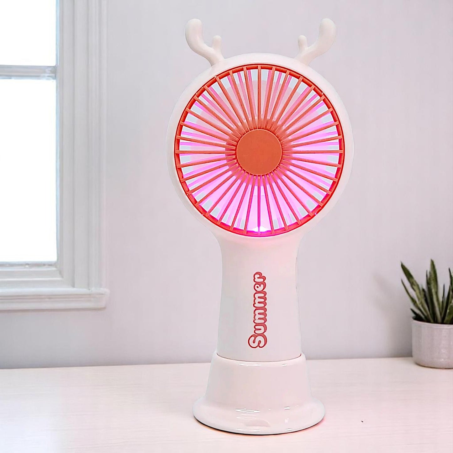 UK-0861 Reindeer Theme Baby Portable Mini Fan with Light