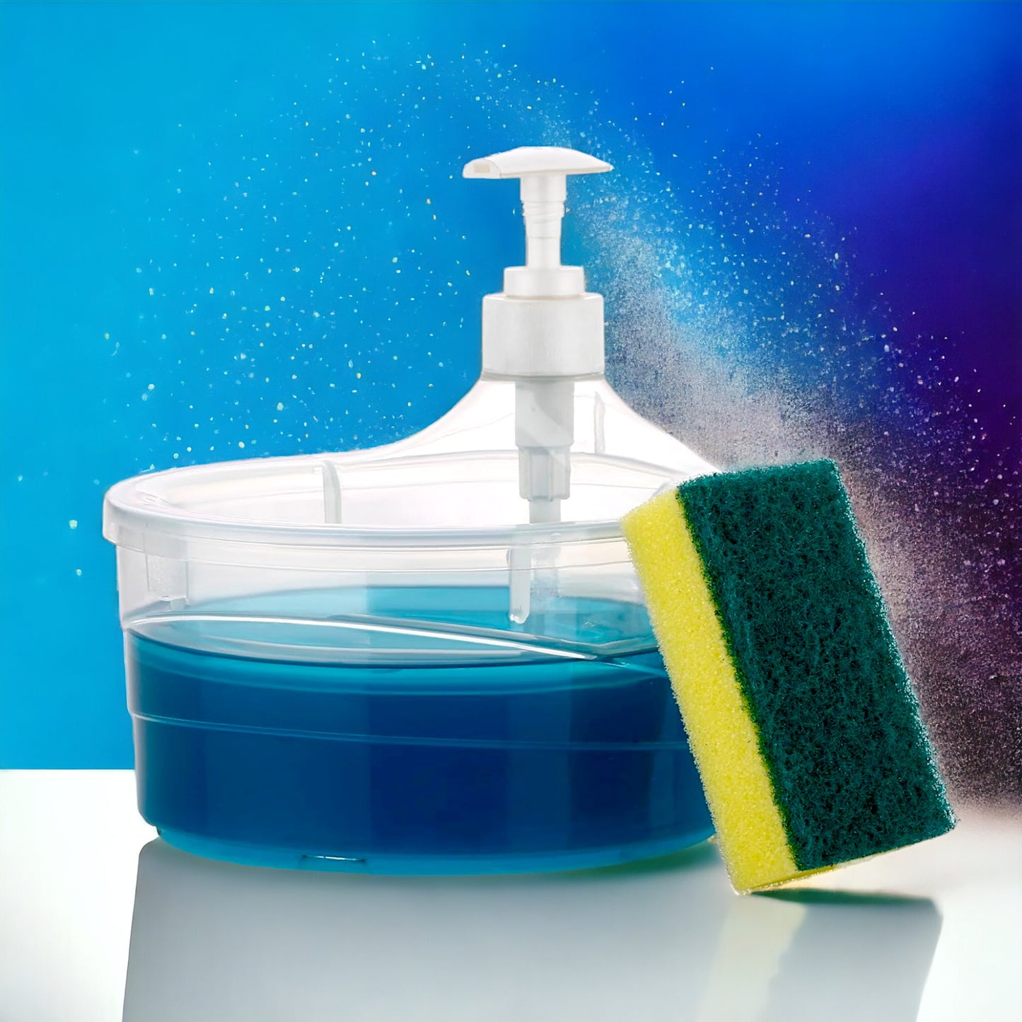 UK-0093 Soap Dispenser and Scrubber Holder Practical Kitchen Automatic Detergent Dispenser with Sponge 2 in 1 Dishwasher Pump Dispenser Press for Home(Big Size)