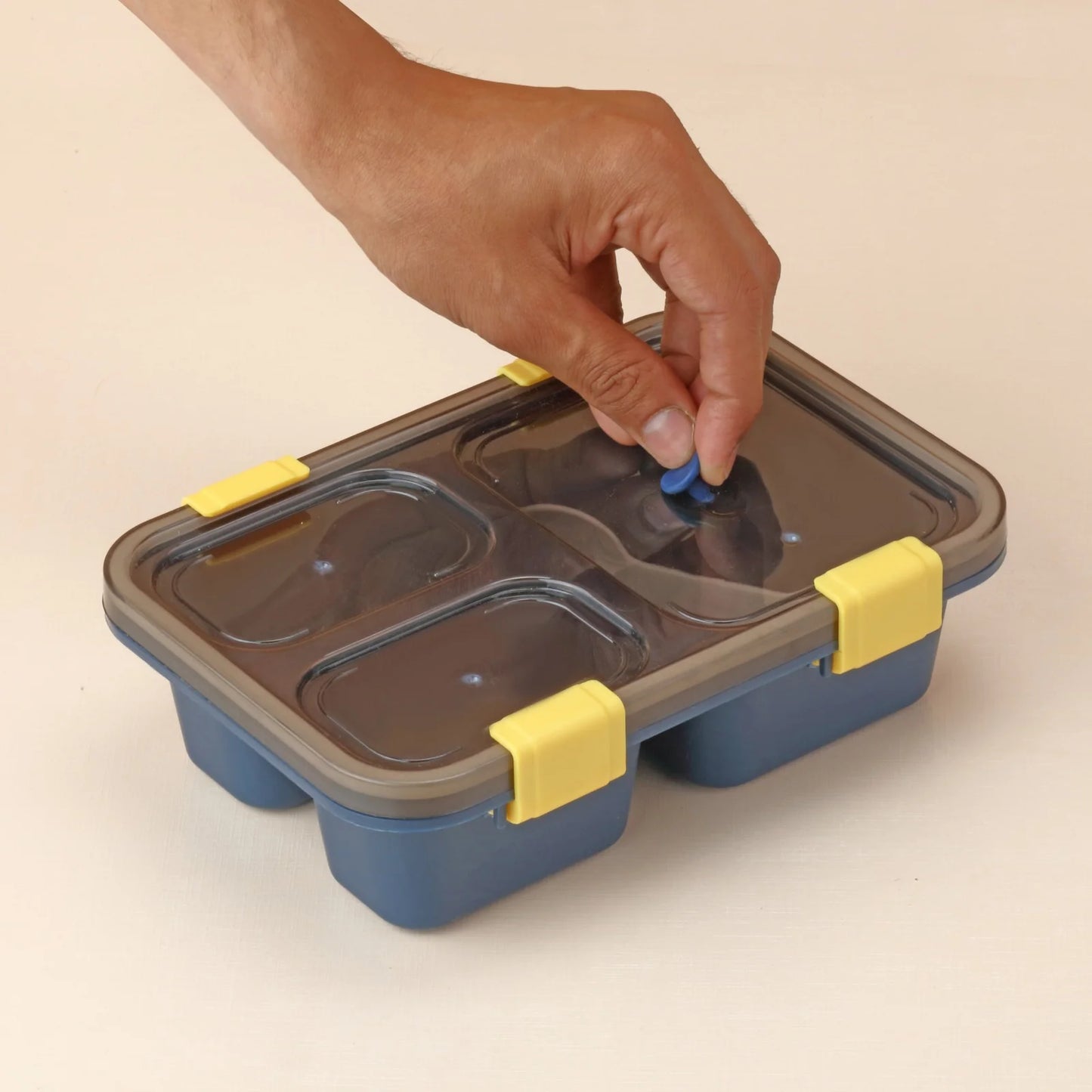 UK-0383 Lunch Box for Kids – 3 Compartment Insulated Lunch Box Plastic Tiffin Box for Boys, Girls, School & Office Men