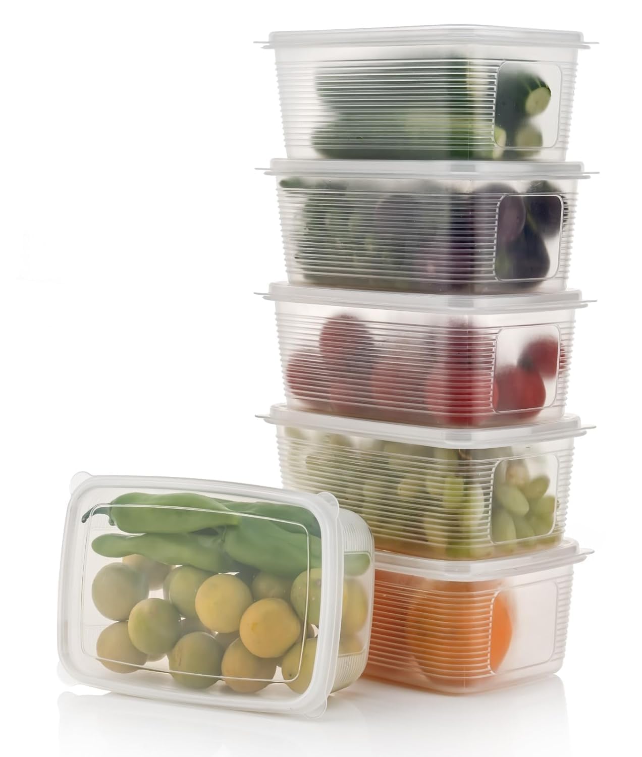 UK-0725 Transparent & Elegant Fridge Storage Boxes,Feeezer Storage Plastic Container Keep Fresh For Storing Fish, Meat, Vegetables, Fruits(1800 Ml,Pack Of 4)
