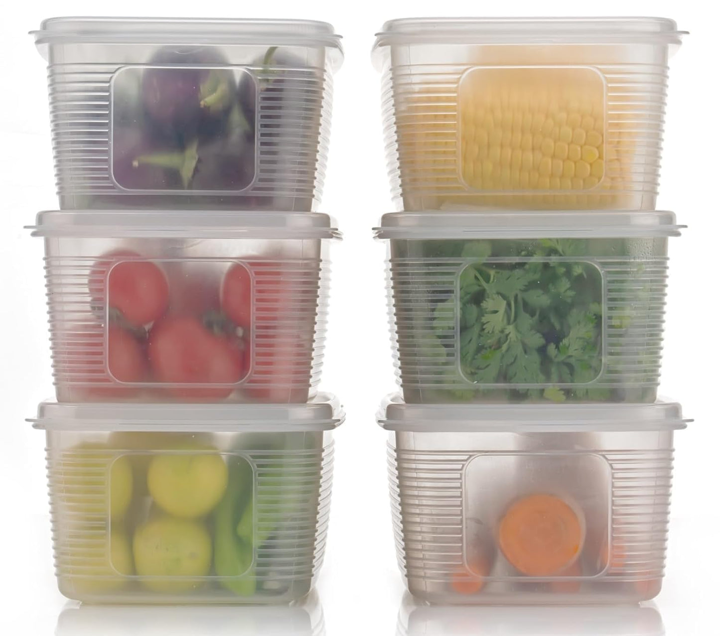 UK-0725 Transparent & Elegant Fridge Storage Boxes,Feeezer Storage Plastic Container Keep Fresh For Storing Fish, Meat, Vegetables, Fruits(1800 Ml,Pack Of 4)
