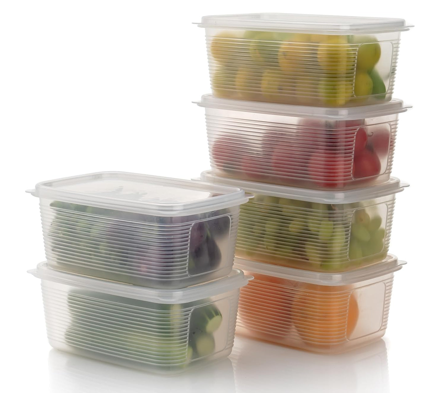 UK-0725 Transparent & Elegant Fridge Storage Boxes,Feeezer Storage Plastic Container Keep Fresh For Storing Fish, Meat, Vegetables, Fruits(1800 Ml,Pack Of 4)