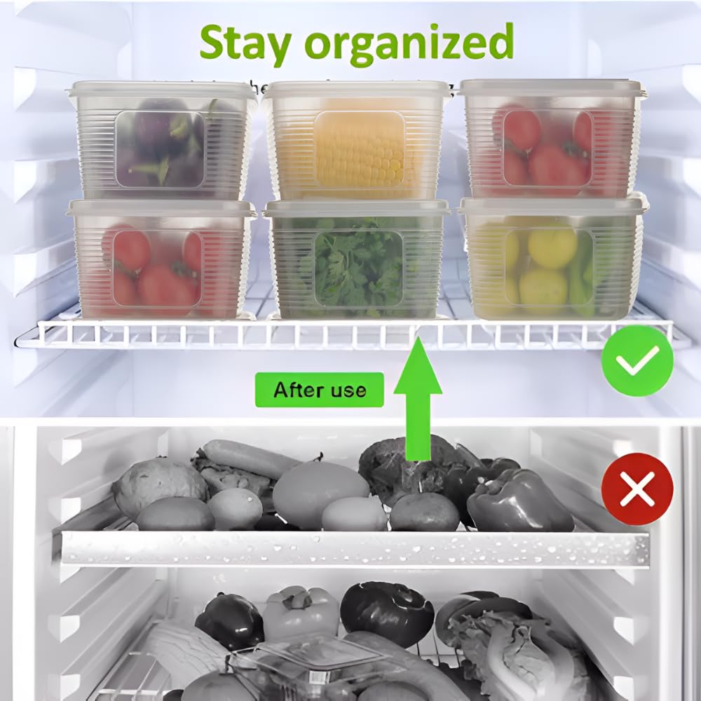 UK-0725 Transparent & Elegant Fridge Storage Boxes,Feeezer Storage Plastic Container Keep Fresh For Storing Fish, Meat, Vegetables, Fruits(1800 Ml,Pack Of 4)