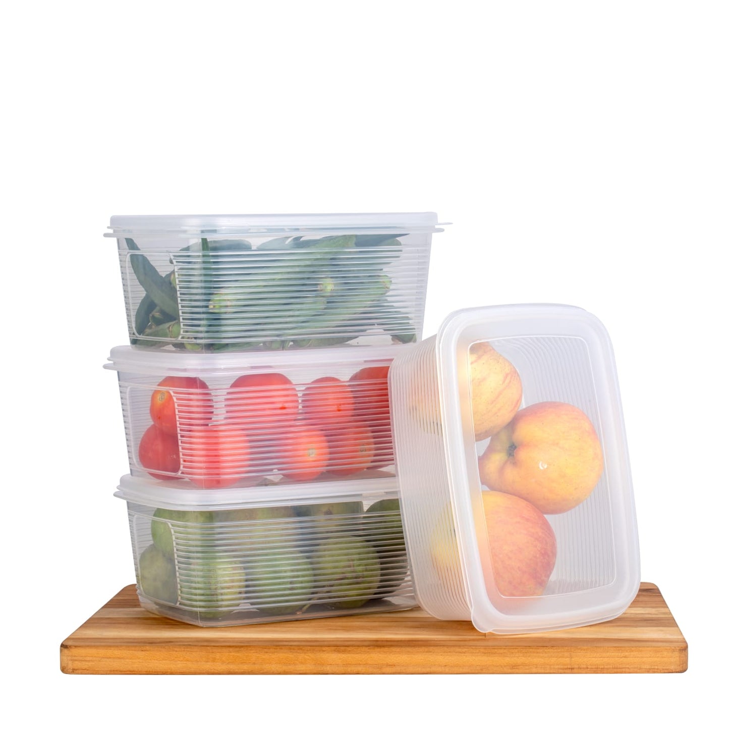 UK-0725 Transparent & Elegant Fridge Storage Boxes,Feeezer Storage Plastic Container Keep Fresh For Storing Fish, Meat, Vegetables, Fruits(1800 Ml,Pack Of 4)