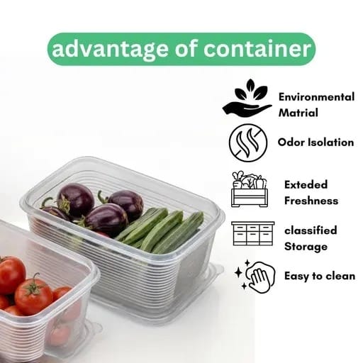 UK-0725 Transparent & Elegant Fridge Storage Boxes,Feeezer Storage Plastic Container Keep Fresh For Storing Fish, Meat, Vegetables, Fruits(1800 Ml,Pack Of 4)