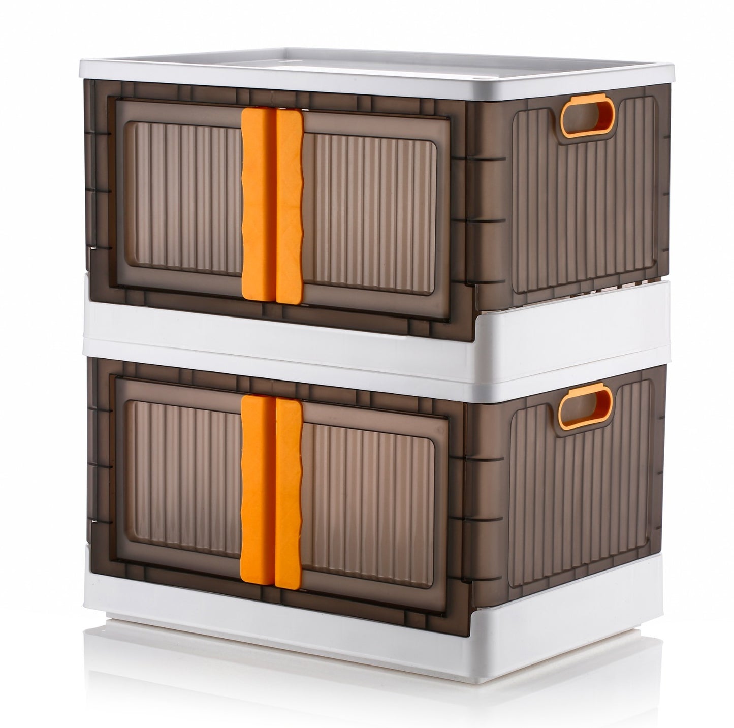 UK-0727 Folding Storage Cabinet, Bottom Roller Stackable Toy Storage 72L 2 Opening Modes PP Foldable for Kitchen