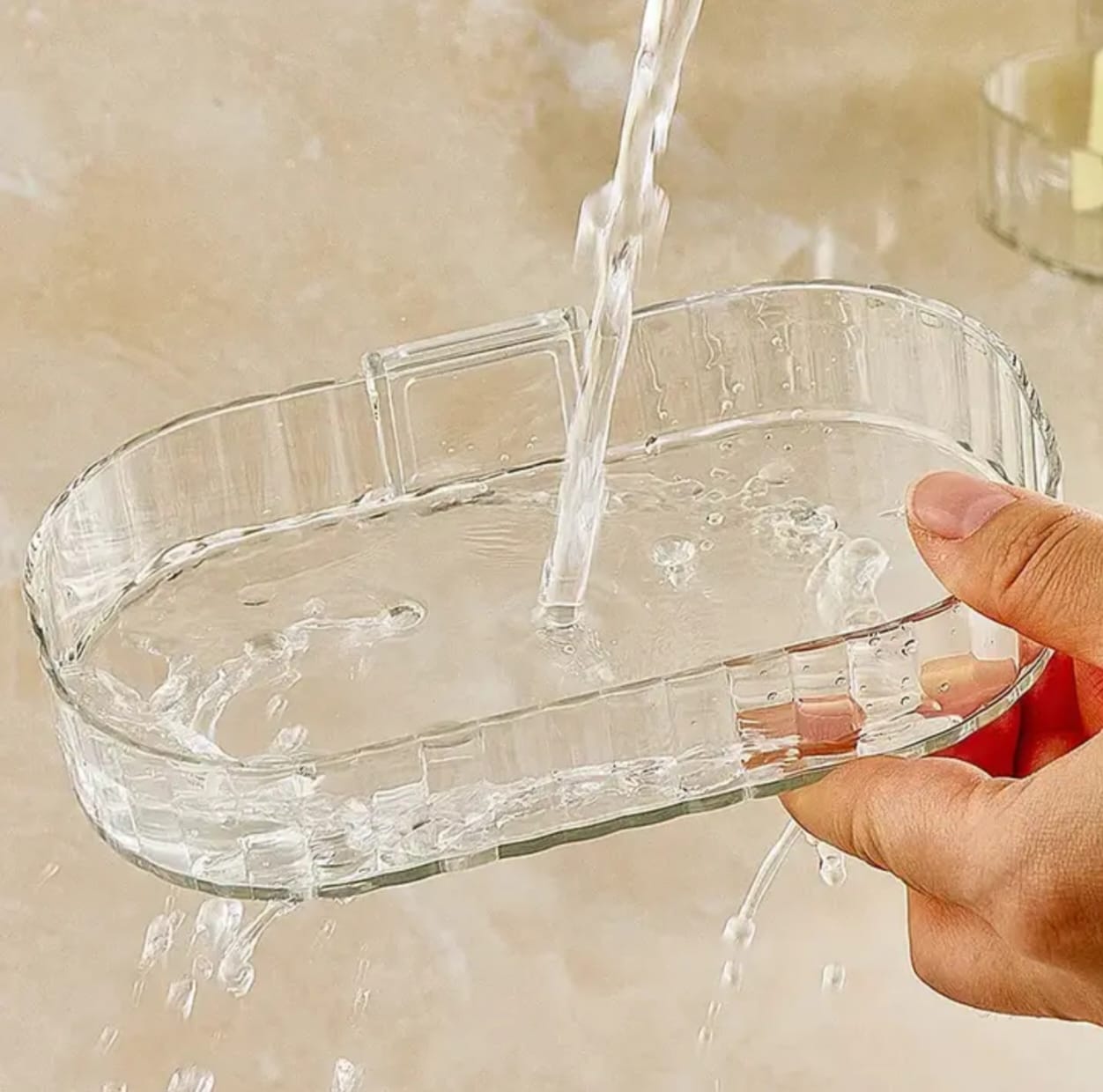 UK-0772 soap Holder for Bathroom/soap case/self-Adhesive soap Holder/soap Stand for Bathroom/Self Draining Transparent Acrylic Soap Dish Holder