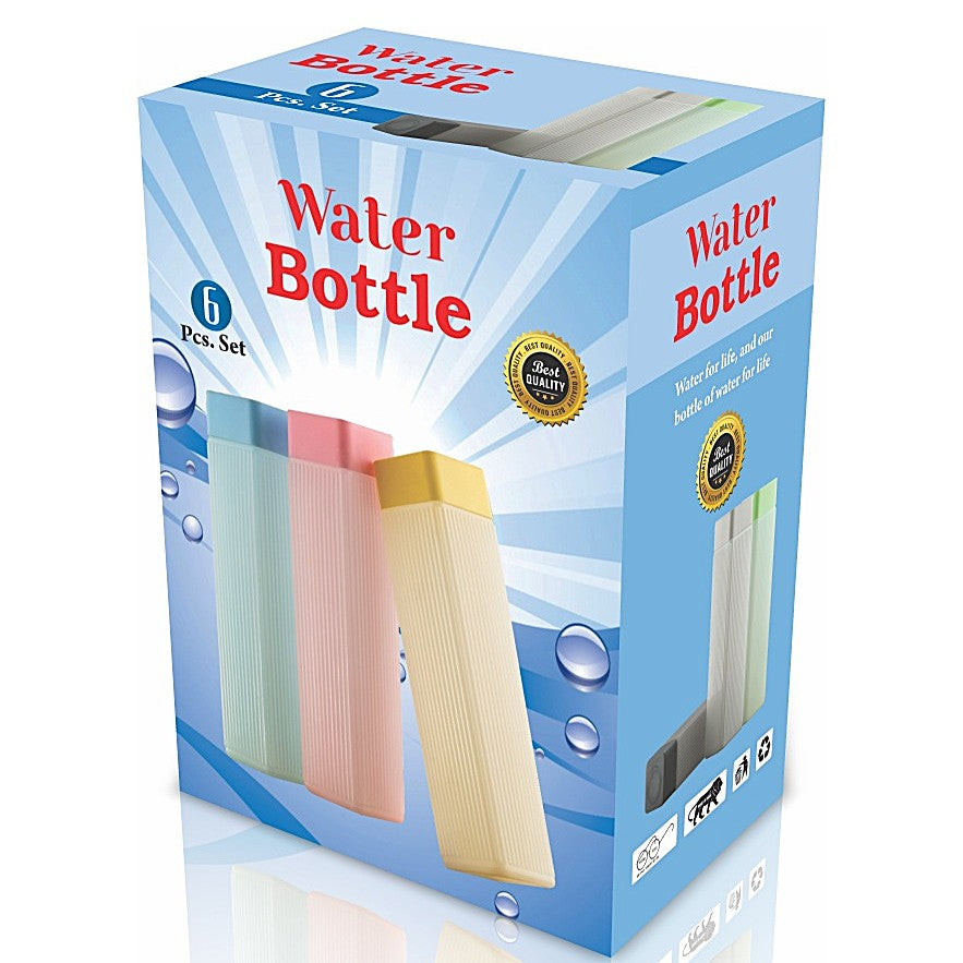 UK-0838 Unbreakable Water Bottle – 1 Litre, Set of 6, Plastic Water Bottles for Office, Gym, Home & Kitchen (Multicolor)