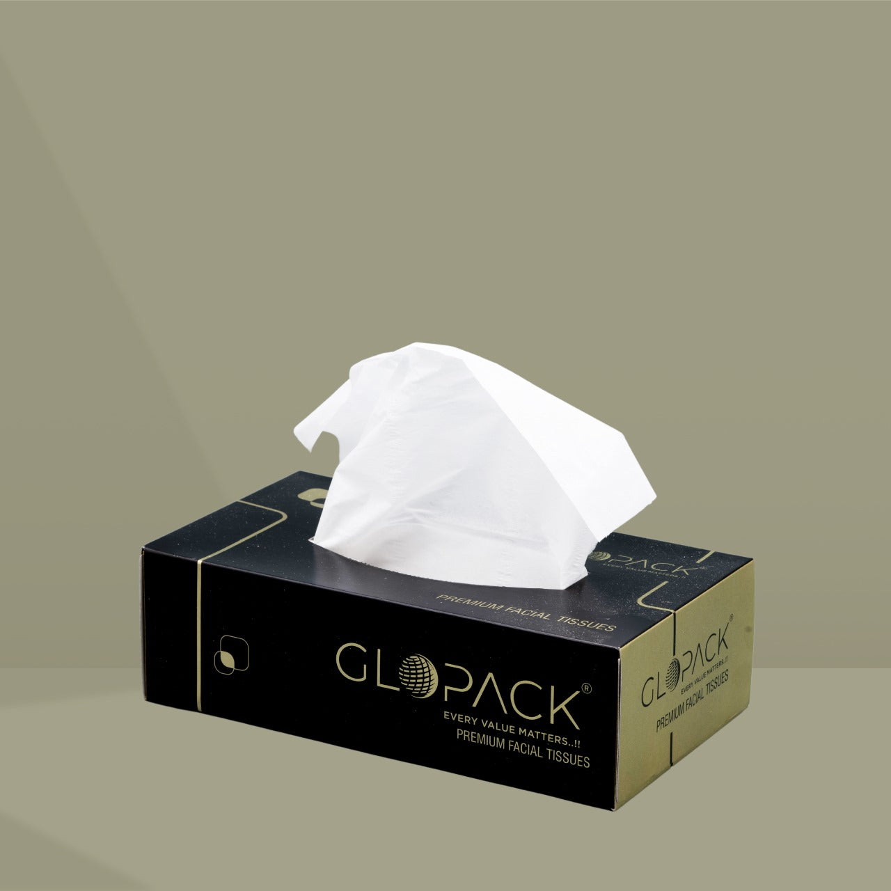 UK-0883 Glopack Facial Tissue Napkins, 100 Pulls , Soft And Absorbent Napkin, White Paper Daily Use Napkins