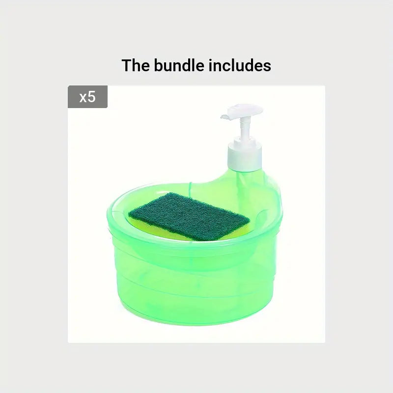 UK-0093 Soap Dispenser and Scrubber Holder Practical Kitchen Automatic Detergent Dispenser with Sponge 2 in 1 Dishwasher Pump Dispenser Press for Home(Big Size)