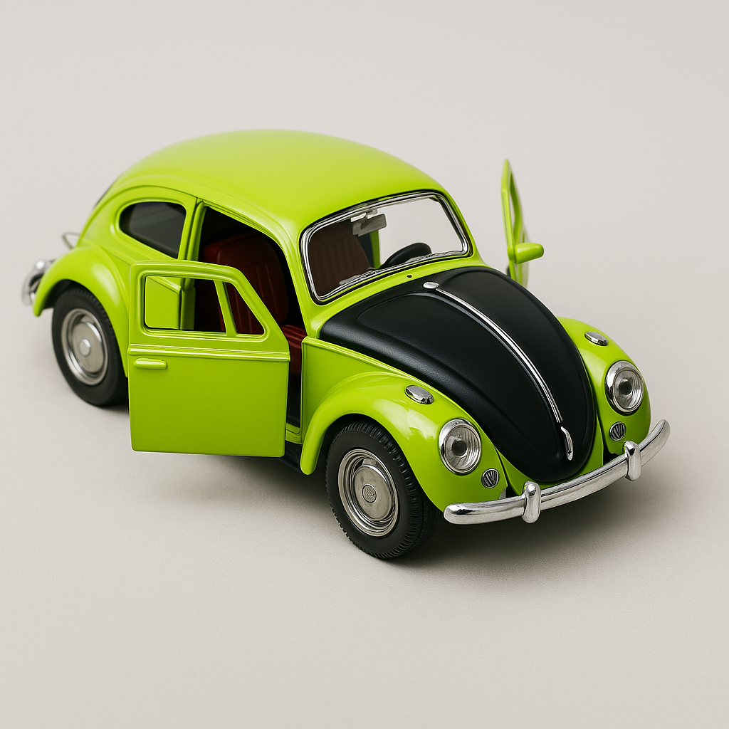 UK-0943 1:32 Scale 1967 Classic Beetle Die-Cast Car Model - Inertia-Powered Metal Toy Vehicle with Opening Doors - Vintage Collectible for Kids