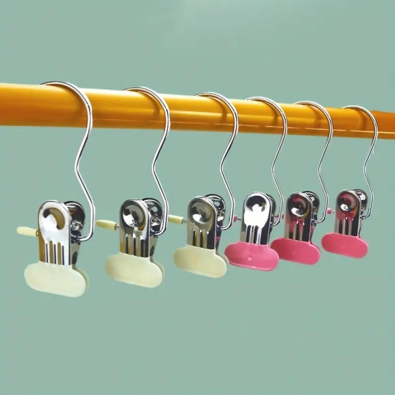 UK-0675 Multifunctional Metal Clip Hangers with Wide Clamp, No Trace, Non-Slip Design for Drying Socks, Hats, and Clothes Storage