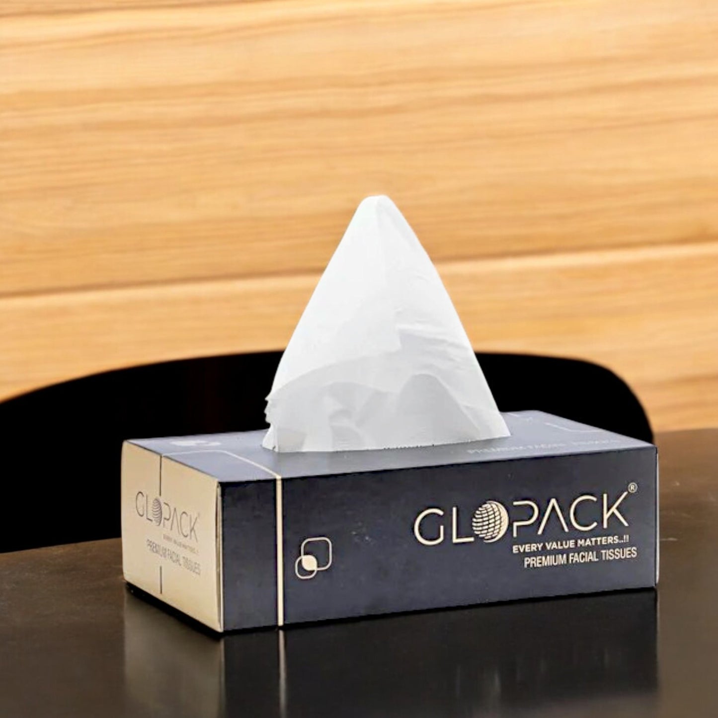 UK-0883 Glopack Facial Tissue Napkins, 100 Pulls , Soft And Absorbent Napkin, White Paper Daily Use Napkins