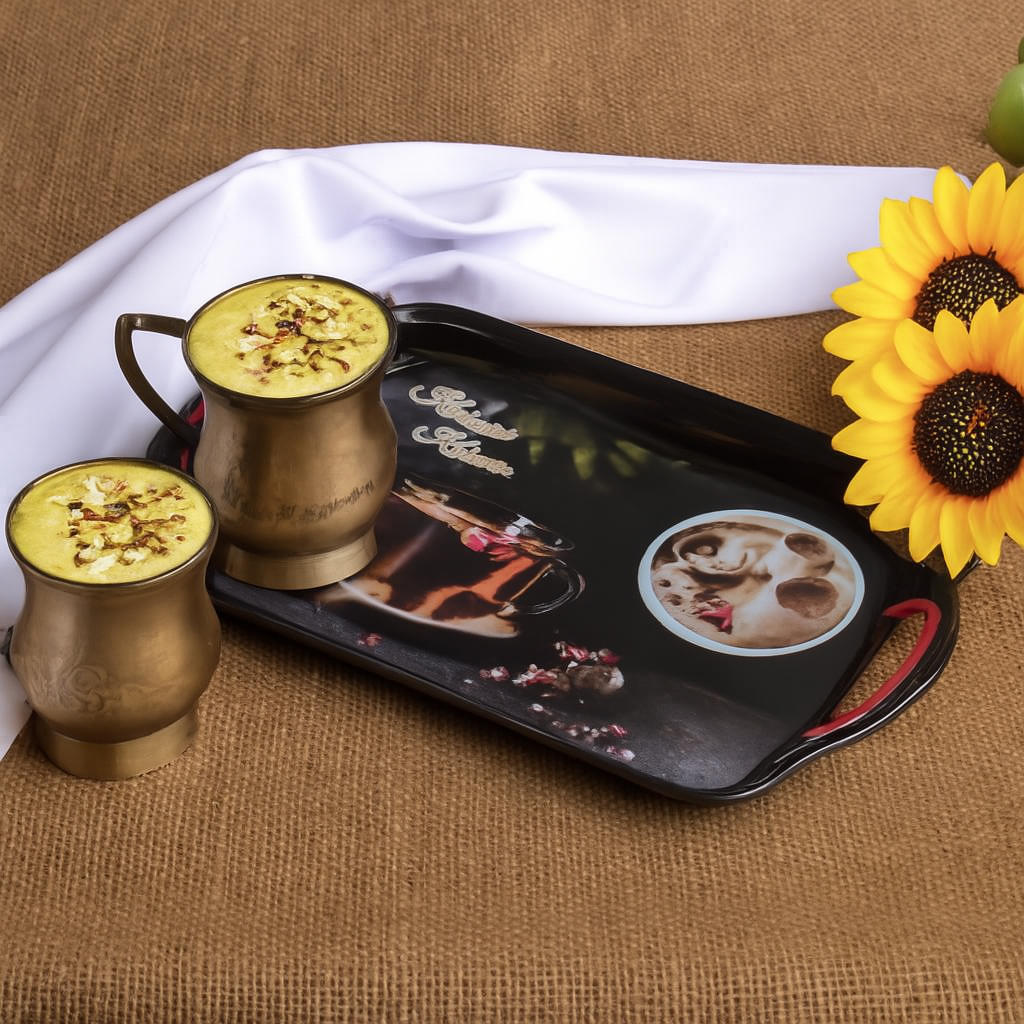UK-0973 Premium Serving Tray Set of 3 Plastic Material Glossy Finish BPA Free Trays for Kitchen and Office and Home Decor