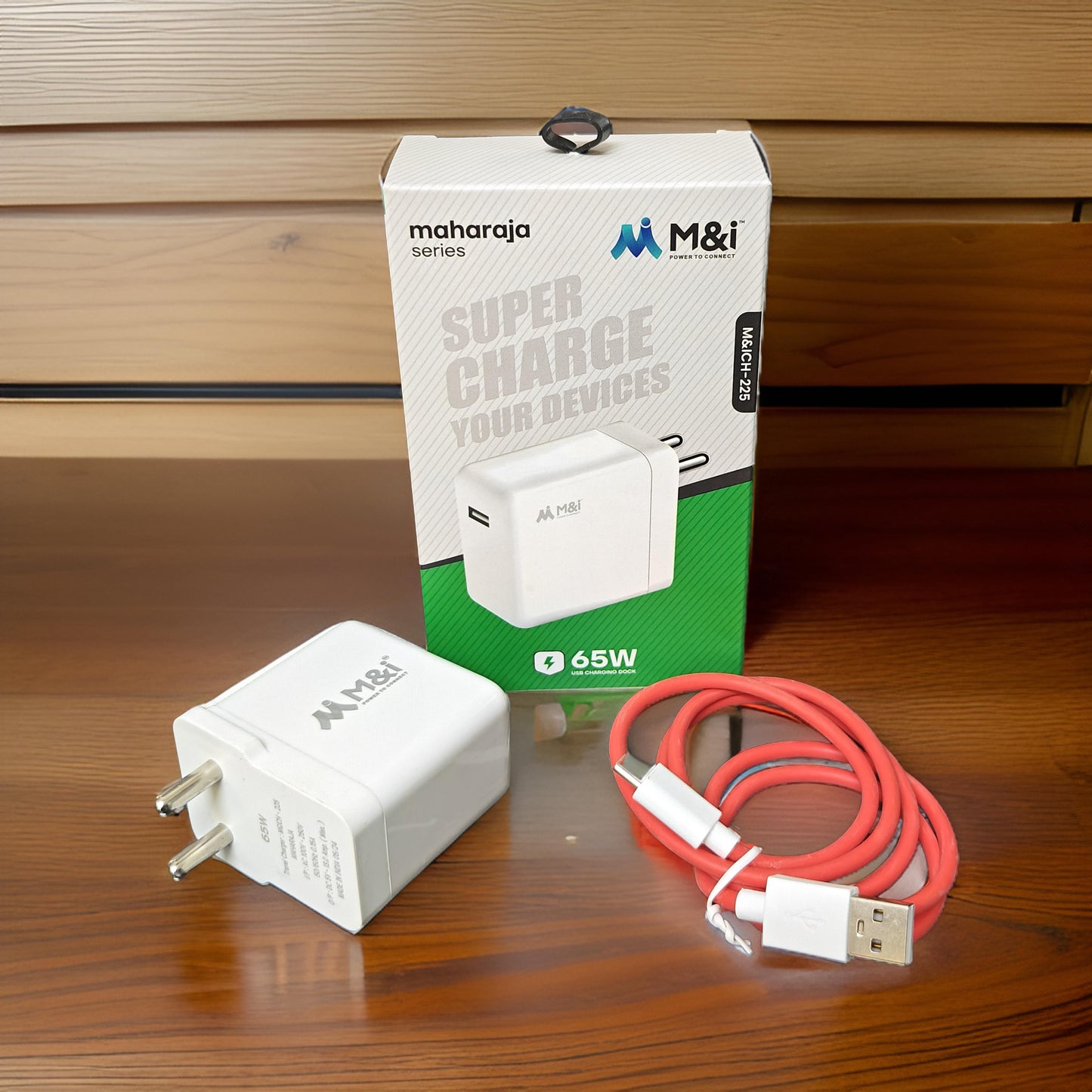 UK-0670 M&i 65W Fast Charing Adaptor & Cable Combo Compatible with OnePlus, Samsung, Realme, Xiaomi, Oppo, Vivo & Other Smartphones, Type C Charger